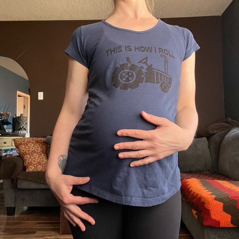 Cafe Press “This Is How I Roll” Tractor Maternity Tee with Side Ruching
